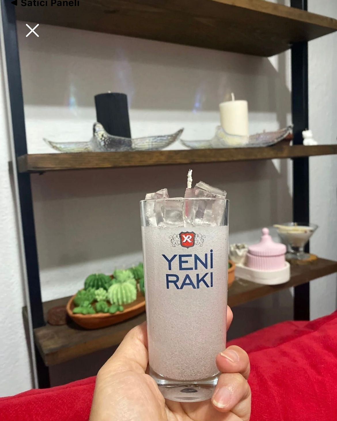 Orjinal Rakı Mum (YENİ RAKI) bardağında  jel parafin ile yapılmıştır.